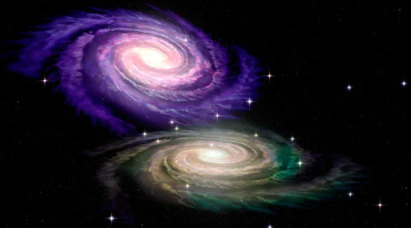 Две спиральные галактики — стоковое фото