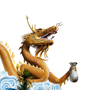 ejderha heykel izole beyaz zemin üzerine