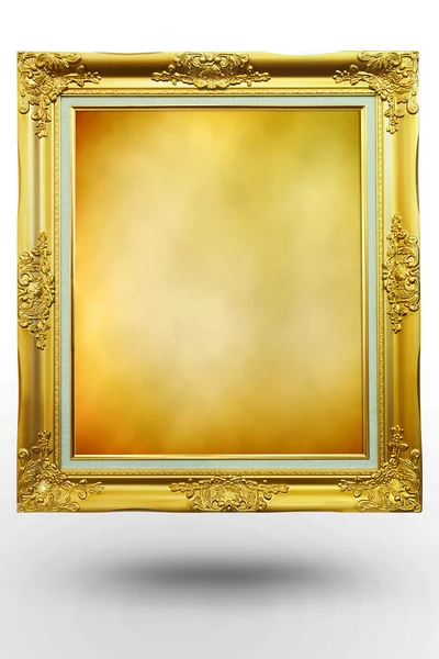 Old antique gold frame in background Brown over white background — Stock Photo, Image