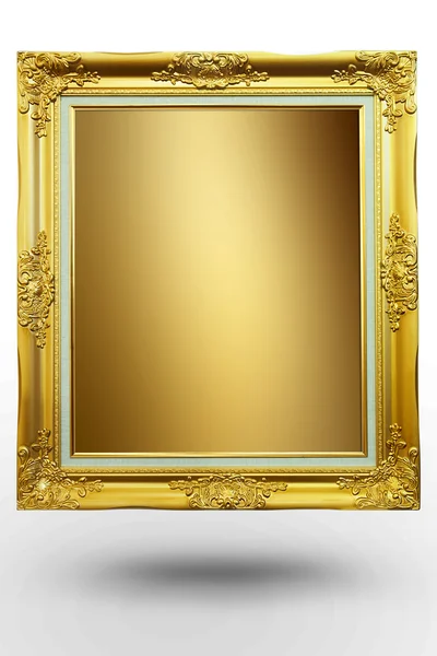 Old antique gold frame in background Brown over white background — Stock Photo, Image