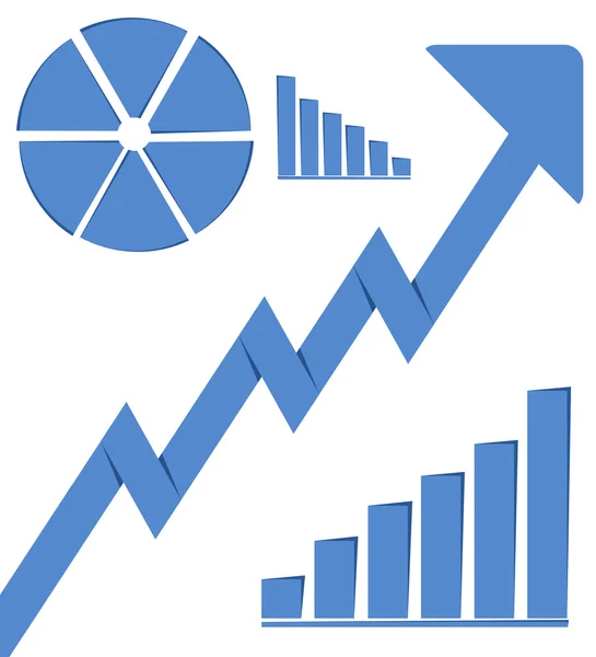 Business graph growth progress blue arrow — Stock Photo, Image