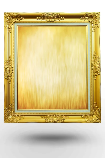 白い背景の上に茶色の背景に古いアンティーク ゴールド フレーム — ストック写真