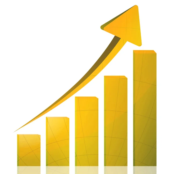 Business graph growth yellow arrow — Stock Photo, Image