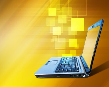 defter ve düğme altın backgr karşı bir dokunmatik ekran arayüzü