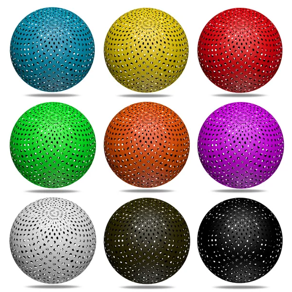 3d cor bola conjunto isolado no fundo branco — Fotografia de Stock