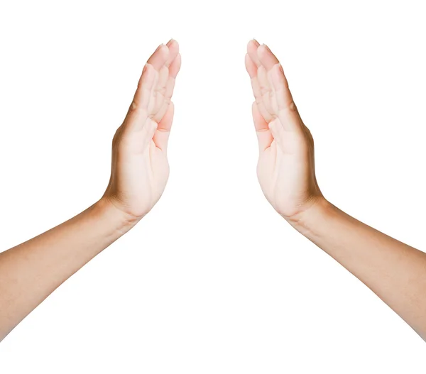 Mãos de mulheres isoladas sobre fundo branco — Fotografia de Stock