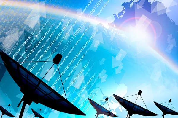 Satellite dish transmission data — Stock Photo, Image