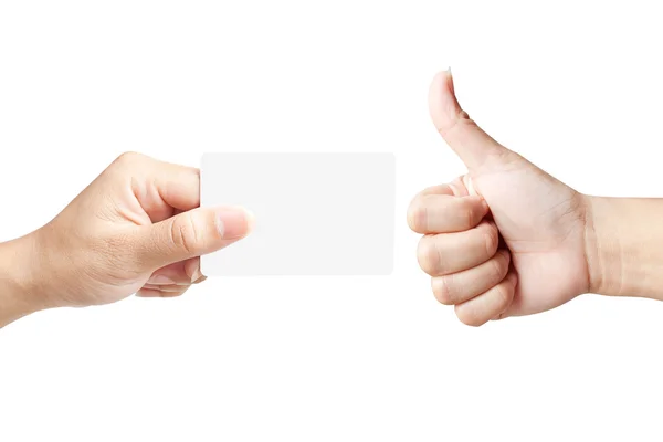 Hand of women giving like on background white — Stock Photo, Image