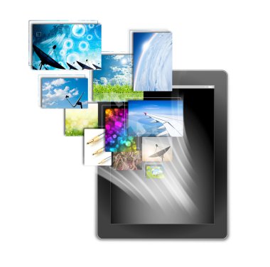 tablet pc, arka plan beyaz izole