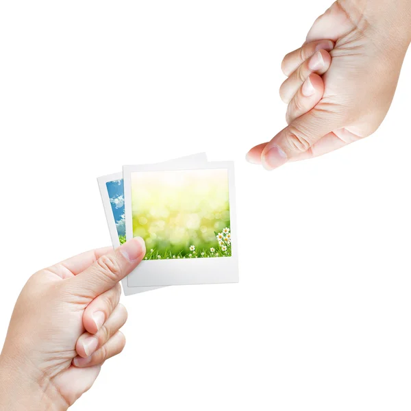 Hand of women and Picture frame — Stock Photo, Image
