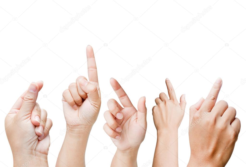 Set of women hand gestures isolated on white background