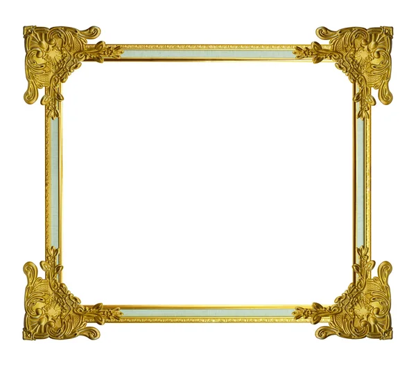 Moldura de ouro no fundo branco — Fotografia de Stock