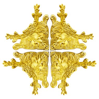 Desen altın metal çerçeve çiçek beyaz arka plan üzerinde oymak 