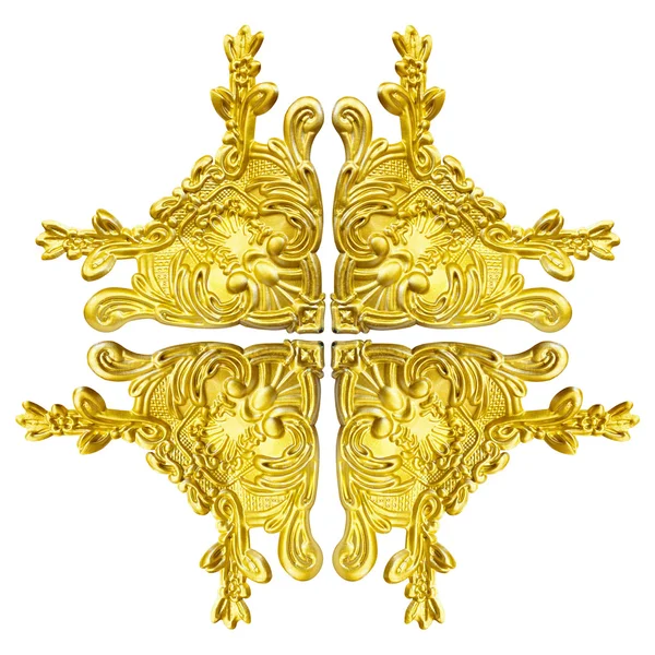 Modello di struttura in metallo dorato intagliare fiore su sfondo bianco — Foto Stock