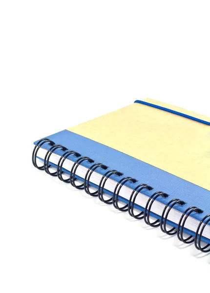 Blaues Notizbuch isoliert auf weißem Hintergrund — Stockfoto