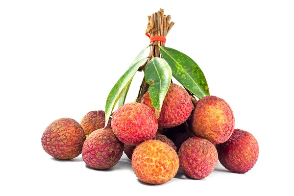 Lychee fruits red. Fresh lychees isolated on white background — Stock Photo, Image