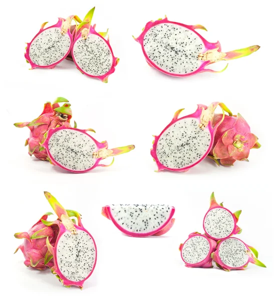 Розовый дракон фрукты изолированы на белом фоне — стоковое фото