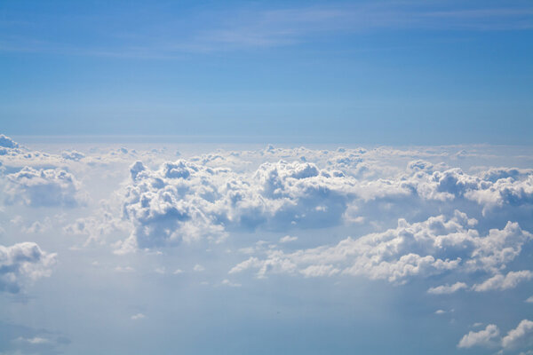 Clouds and sky blue, Viewed from an airplane window