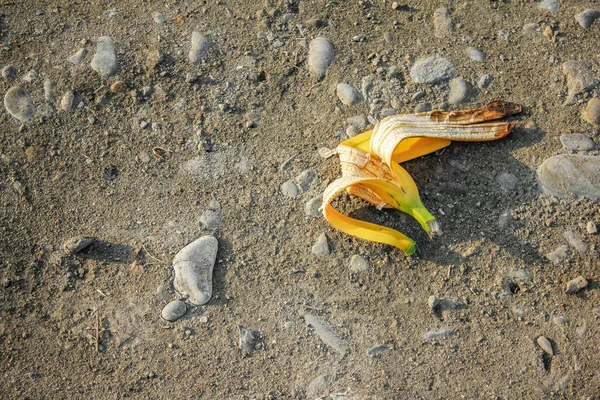 Φρέσκια Φλούδα Μπανάνας Στο Έδαφος — Φωτογραφία Αρχείου