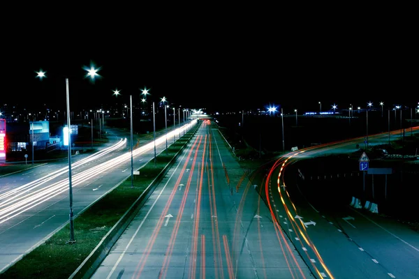 Θέα Στην Εθνική Οδό Νύχτα — Φωτογραφία Αρχείου