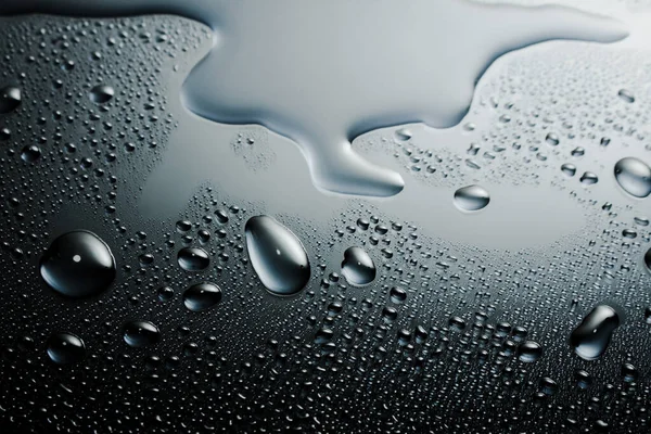 Dark Shiny Surface Droplets Close Image Wet Shiny Background — Stock Photo, Image