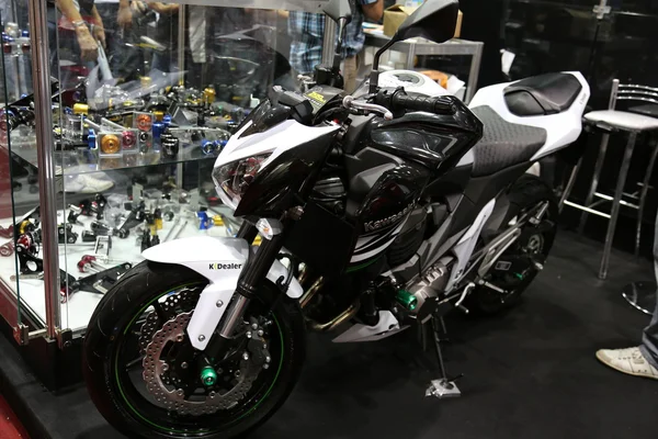 Kawasaki motorcycle on display — Stock Photo, Image