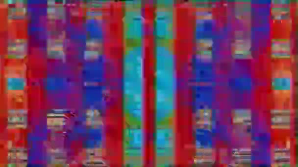 Яскравий динамічний піксельний кіберпанк психоделічний мерехтливий фон . — стокове відео