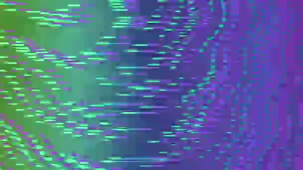 Abstraktní holografické pozadí, rotující pokřivené mihotavé kruhy. Animace pixelů. — Stock video