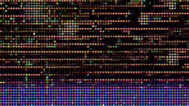 Flerfärgad vintage cyberpunk trendigt skimrande pixelated data fel bakgrund. — Stockvideo