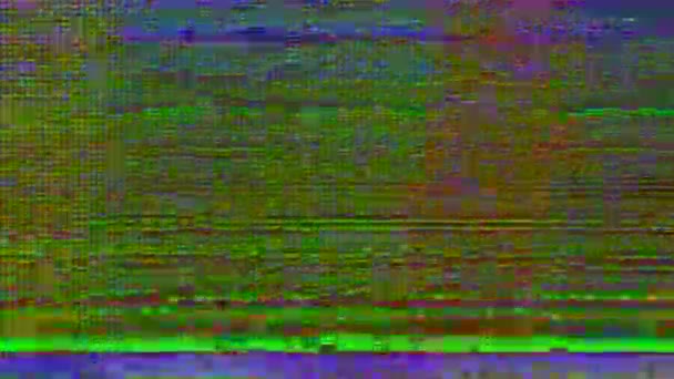 Dati digitali glitch dinamico cyberpunk sfondo olografico. — Video Stock