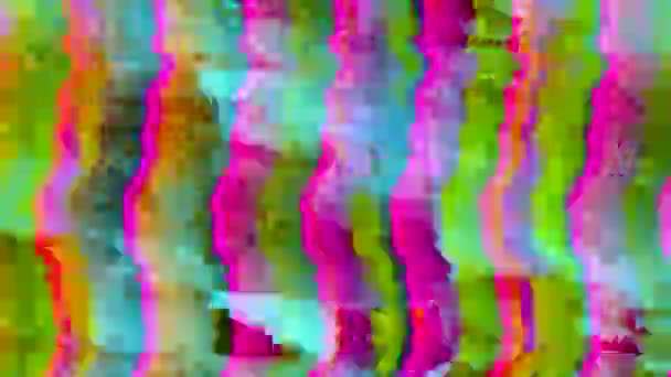 Transforming data glitch blinking cyberpunk iridescent background. — Stockvideo