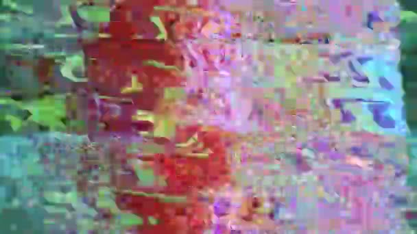 Digitaal slecht signaal glinsterende futuristische iriserende achtergrond. — Stockvideo