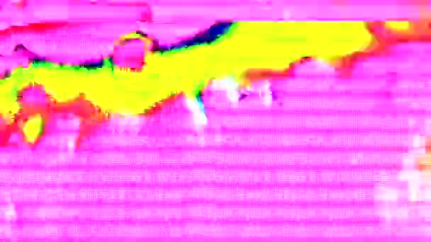 小さな悪いテレビ効果、干渉、ノイズ、視覚的なビデオ効果、さまざまな要素 . — ストック動画