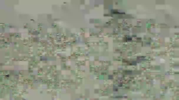 Glitchy mal efecto de televisión, interferencia, ruido, efectos visuales de vídeo, diferentes elementos . — Vídeo de stock