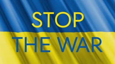 Ukrayna bayrağındaki savaş metnini durdur - hareketli grafikler animasyonu. 