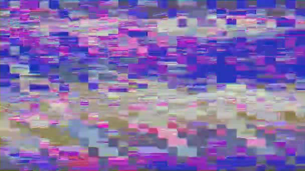 Fondo sin costura abstracto animación en bucle glitch efecto imitación líneas de neón. — Vídeos de Stock