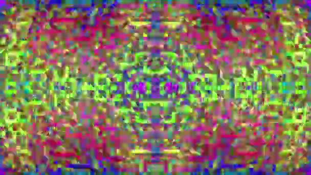 Error abstracto datos geométricos vibrante nostálgico brillante fondo. Vhs imitación de cinta para el diseño de movimiento. — Vídeo de stock