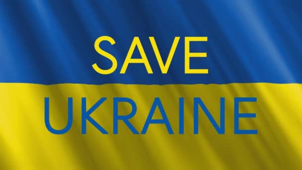Salvar texto Ucrânia na bandeira acenando da Ucrânia. — Vídeo de Stock