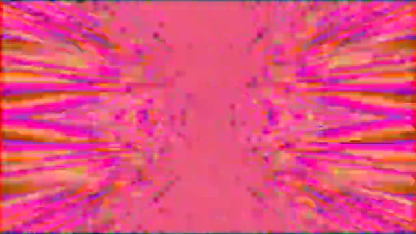 Psychedelische slechte reis effect, gebroken tv storing, statische luidruchtige televisie visuele VFX abstracte achtergrond. — Stockvideo