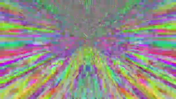 Psychedelische slechte reis effect, gebroken tv storing, statische luidruchtige televisie visuele VFX abstracte achtergrond. — Stockvideo