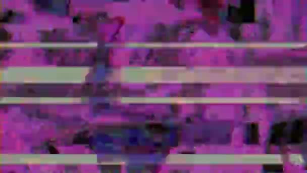 Casual neon sci-fi elegante interferentie achtergrond. Glitchy slecht tv-effect. — Stockvideo
