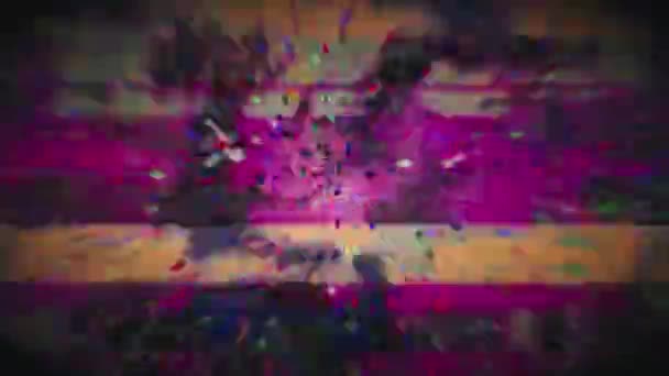Barevné vinobraní sci-fi psychedelické interference pozadí. — Stock video