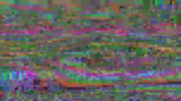 Abstract glitch kleurrijke ruis statische televisie VFX effecten strepen achtergrond, vas, crt tv scherm geen signaal effect. — Stockvideo