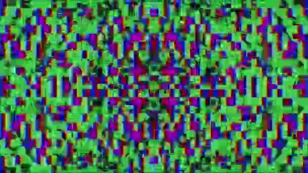 Глючковидный неоновый пиксельный киберпанк мечтательный мерцающий фон. — стоковое видео