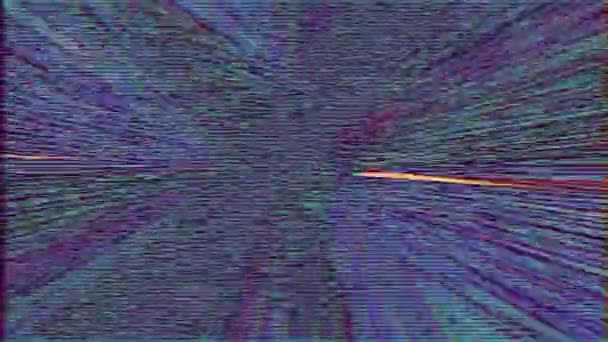 Glitchig neon cyberpunk mode holografisk bakgrund. — Stockvideo
