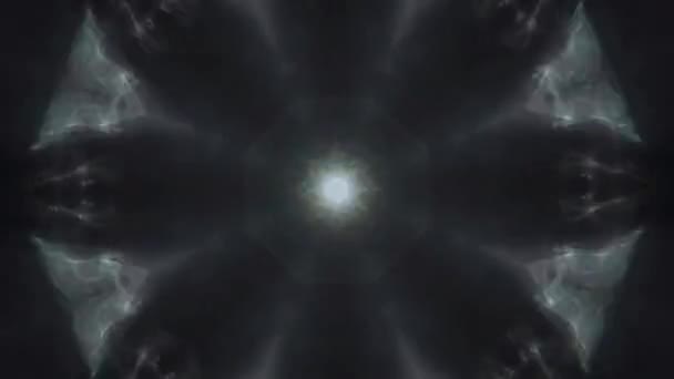Kaleidoscope mandala psychedelic iridescent effect footage. Optical distorted crystal prism effect. — Vídeo de Stock