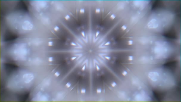 Kaleidoscope mandala psychedelic iridescent effect footage. Optical distorted crystal prism effect. — Vídeo de Stock