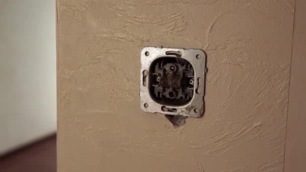 Installing Power Socket New House Apartment Close Wiring Wall Connect — Wideo stockowe