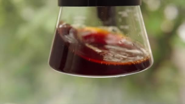 Barista Mixing Coffee Alternative Methods Brewing Coffee High Quality Footage — Video Stock