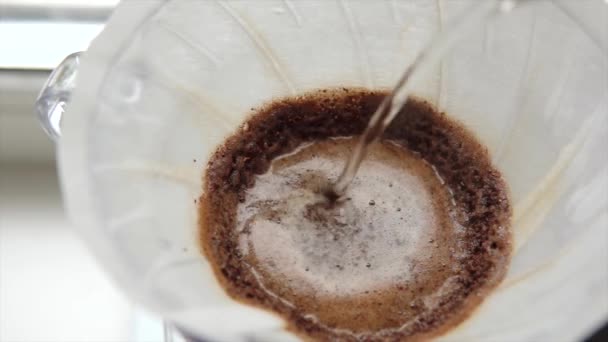 Pouring Water Filter Coffee Brewing Alternative Coffee High Quality Slow — Video